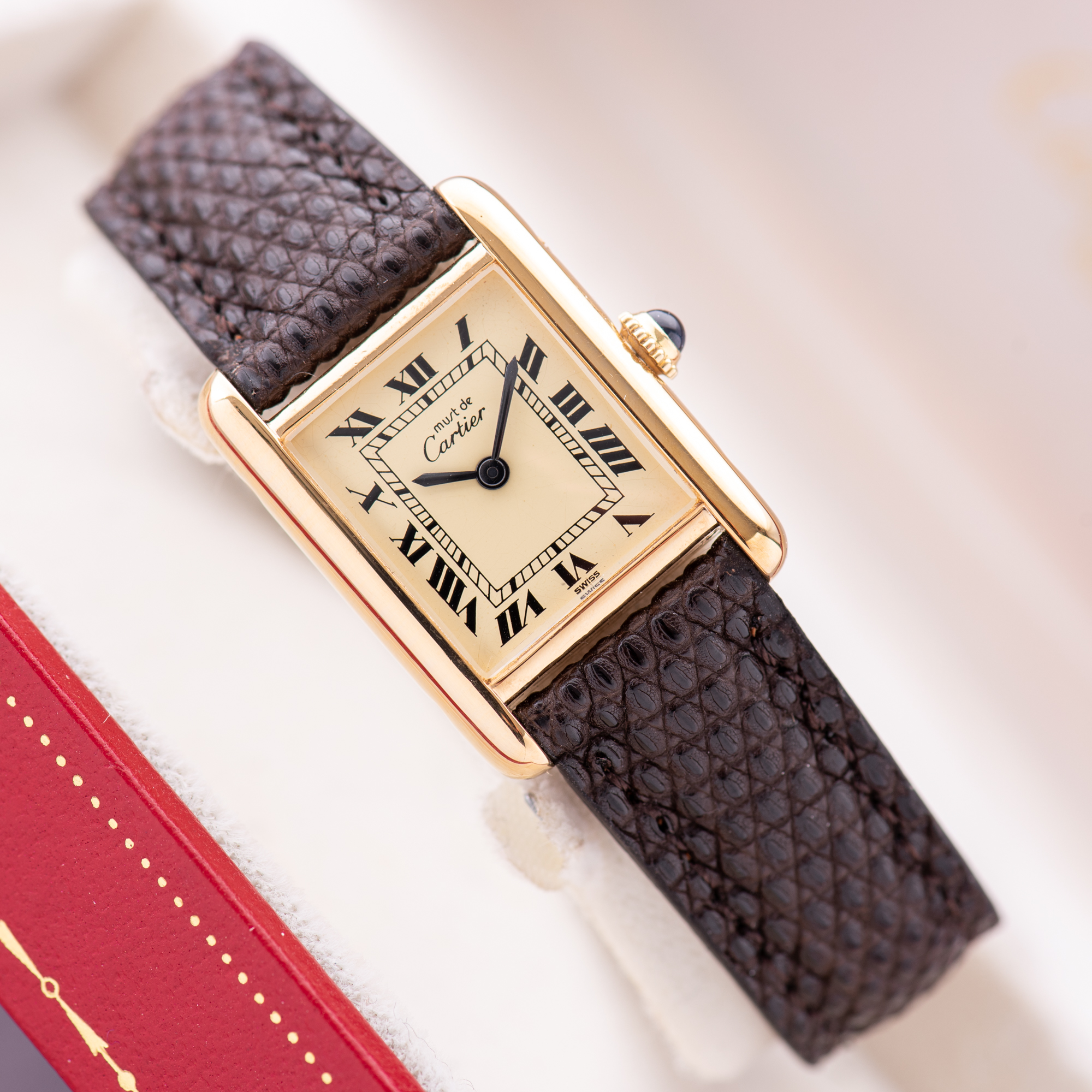 Vue de Cartier Must de Tank Vermeil Roman Lemon Dial Full Set 1980