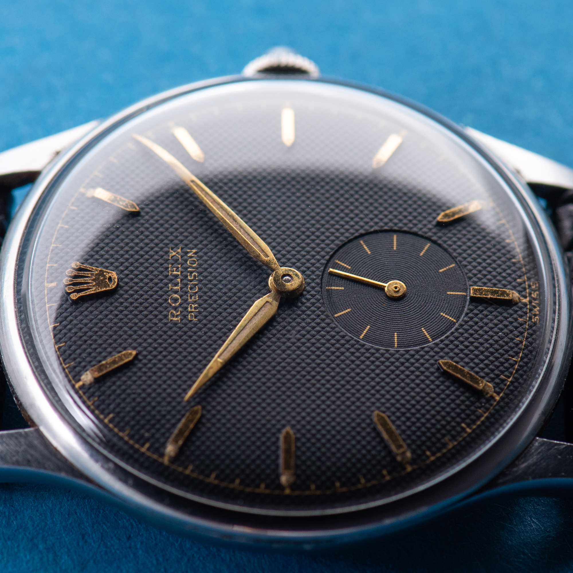 Vue de Rolex Precision Honeycomb texture black dial PIECE UNIQUE Réf 3540