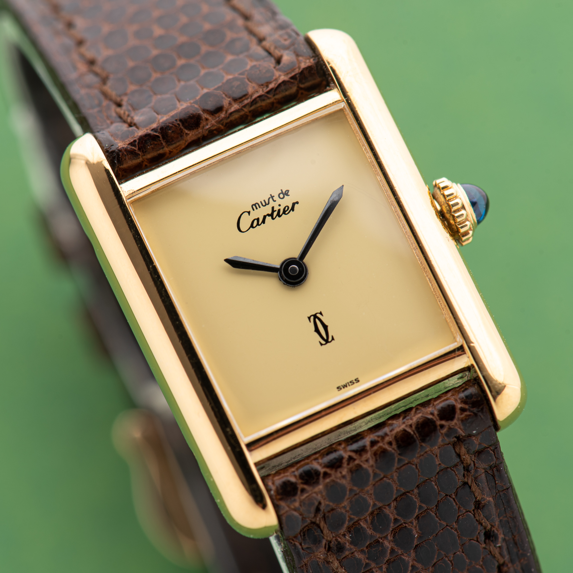 Vue de Cartier Must de Tank de Must Vermeil PM Yellow Lemon Dial