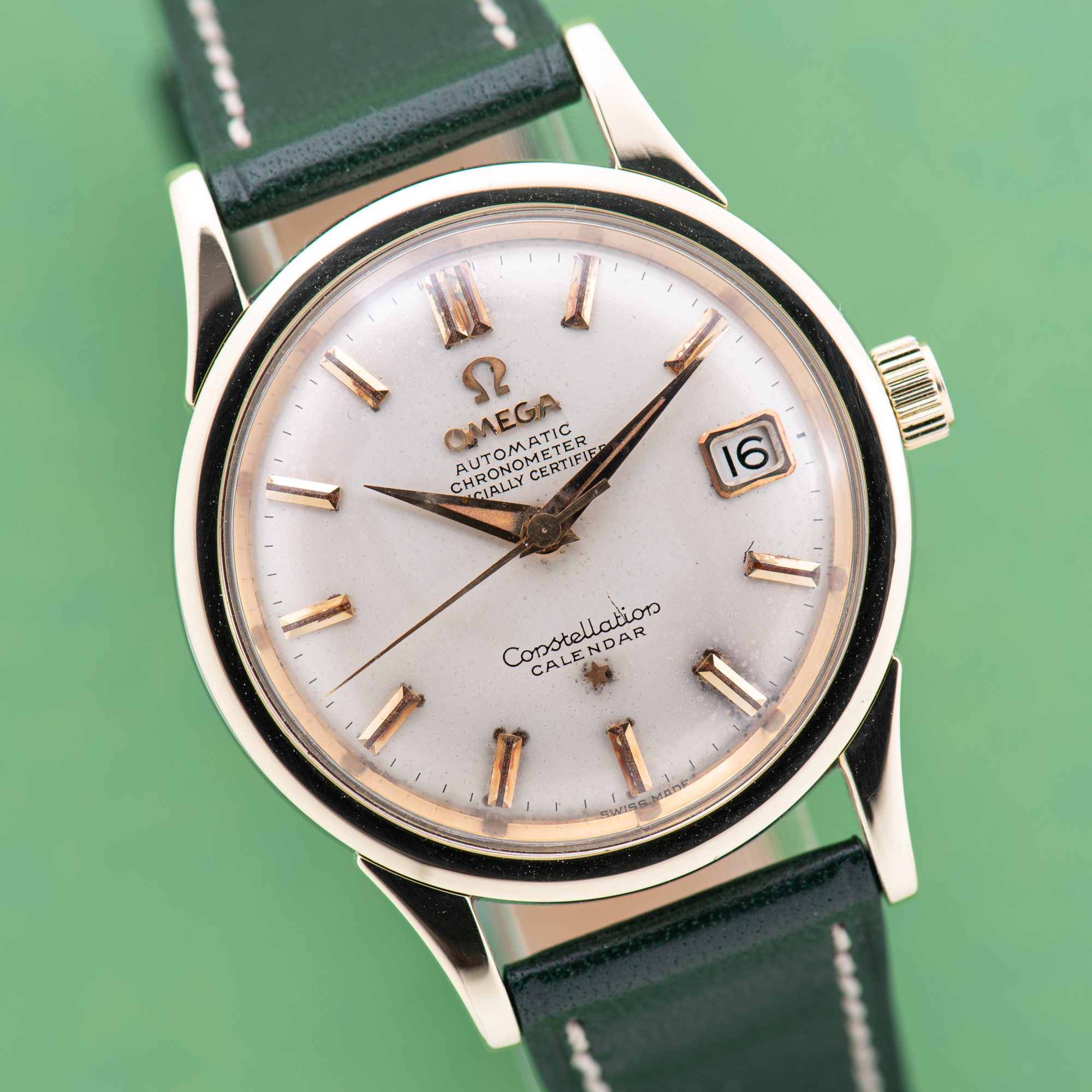 View of Omega Constellation Calendar 18K Gold/Steel Cal 504 from 1959 Ref 2943