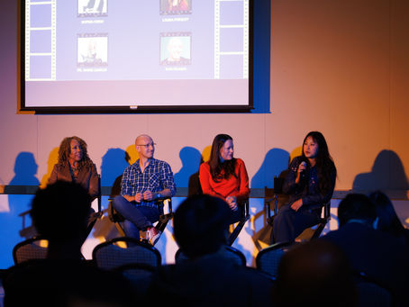 Golden Eagle Film Festival marketing panelists Dr. Marie Lemelle, Sam Felman, Laura Pusley, and Sophia Chew.