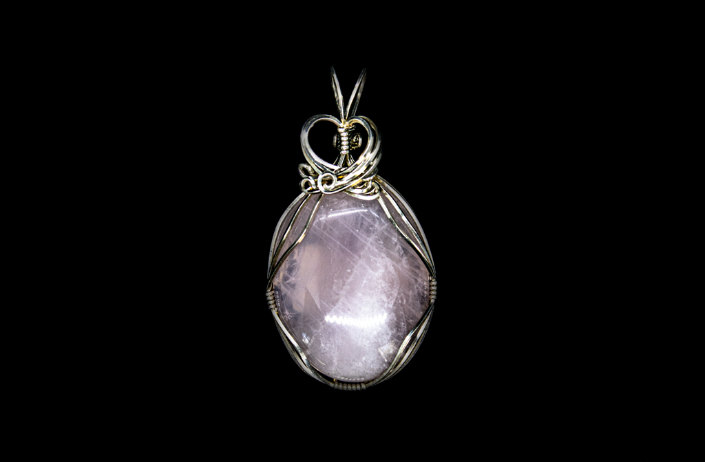 Sterling Silver Wire-Wrapped Rose Quartz Stone