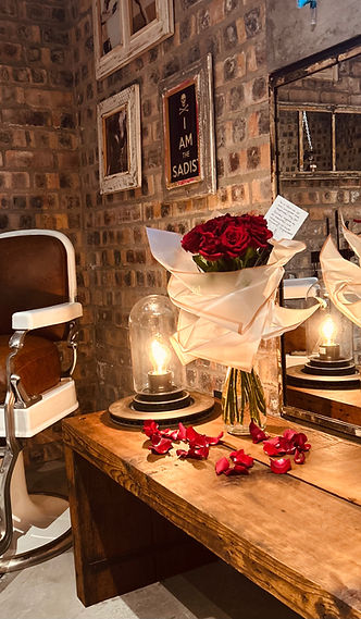 Red roses and barber chair