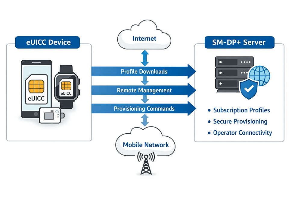 Device eUICC communicating with SM-DP+ server