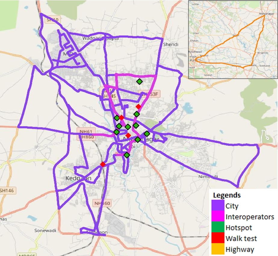 Ahmednagar Drive Test Routes