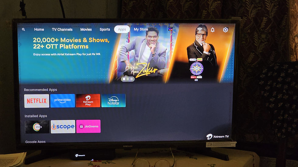 Airtel Xstream Box 4 TV Apps Page