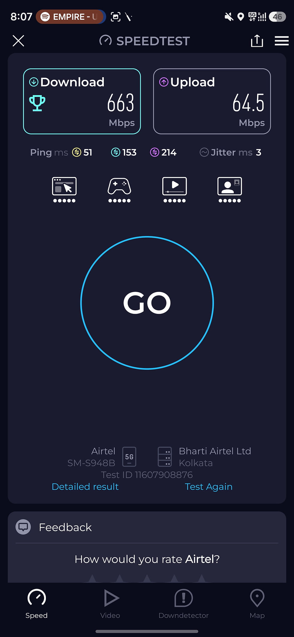 Airtel 5G SA Outdoor Speed Test (Beside Tower)