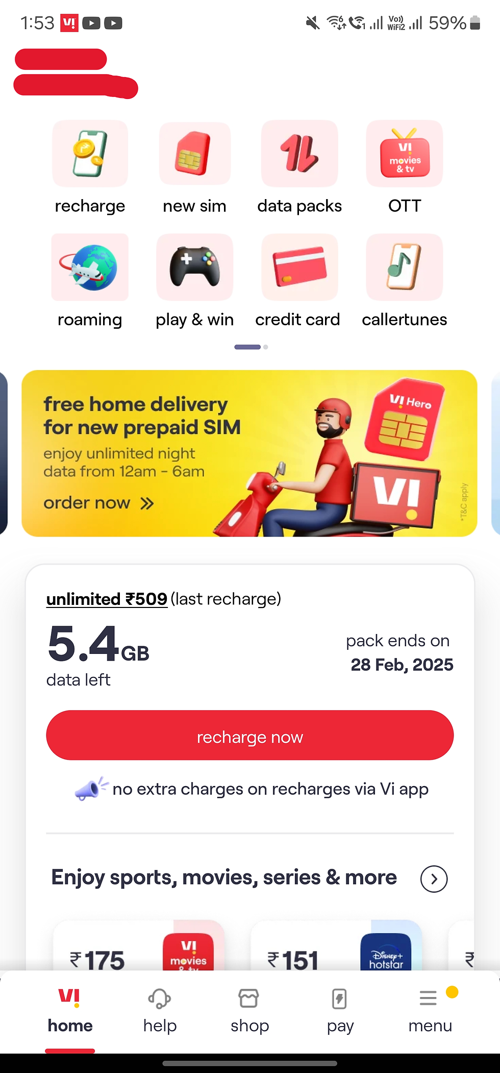 Vi App Homepage