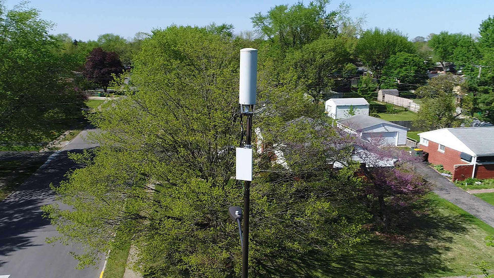 5G Small-Cell installation on a streetlight pole