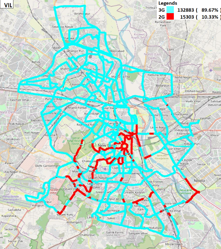 Vi 2G/3G Coverage in Delhi