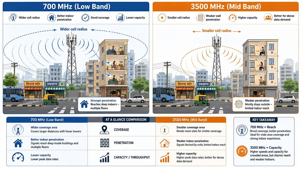 700 MHz (Low Band) vs 3500 MHz (High Band) 5G Propagation