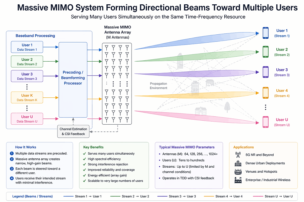 Massive MIMO System Forming Directional Beams