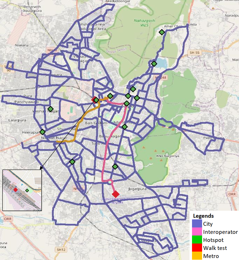 Jaipur Drive Test Routes
