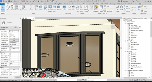 Autodesk Revit 2023 - [Computer Application Project 2 - 3D View_ {3D}] 01-Dec-22 4_02_59 A