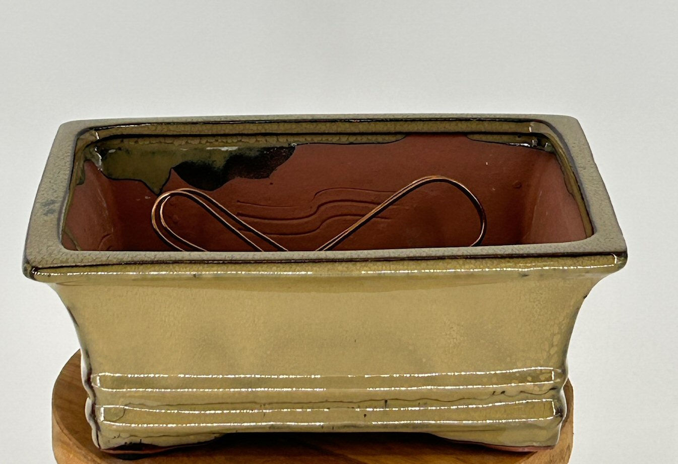 Olive Green Ceramic Bonsai Pot