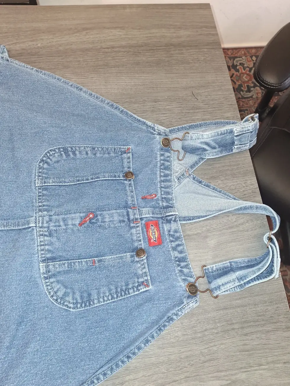 Thumbnail: Men's Size XL Blue Denim Bib Overalls Loose Fit 