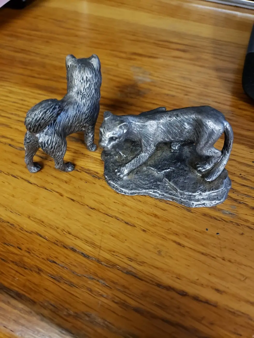 Thumbnail: Vtg Ricker Pewter Cougar & Dog Figurines