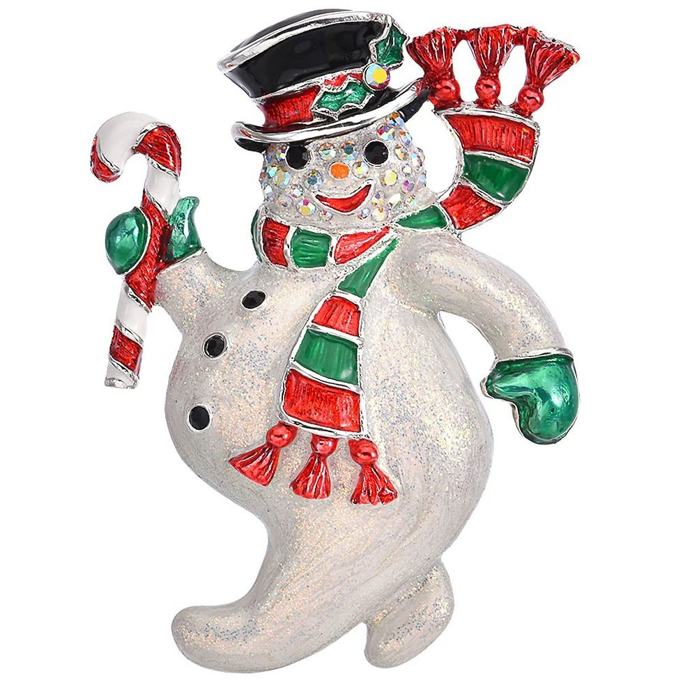 Thumbnail: Kirks Folly Holly Jolly Snowman Pin Pendant sterling silvertone Christmas