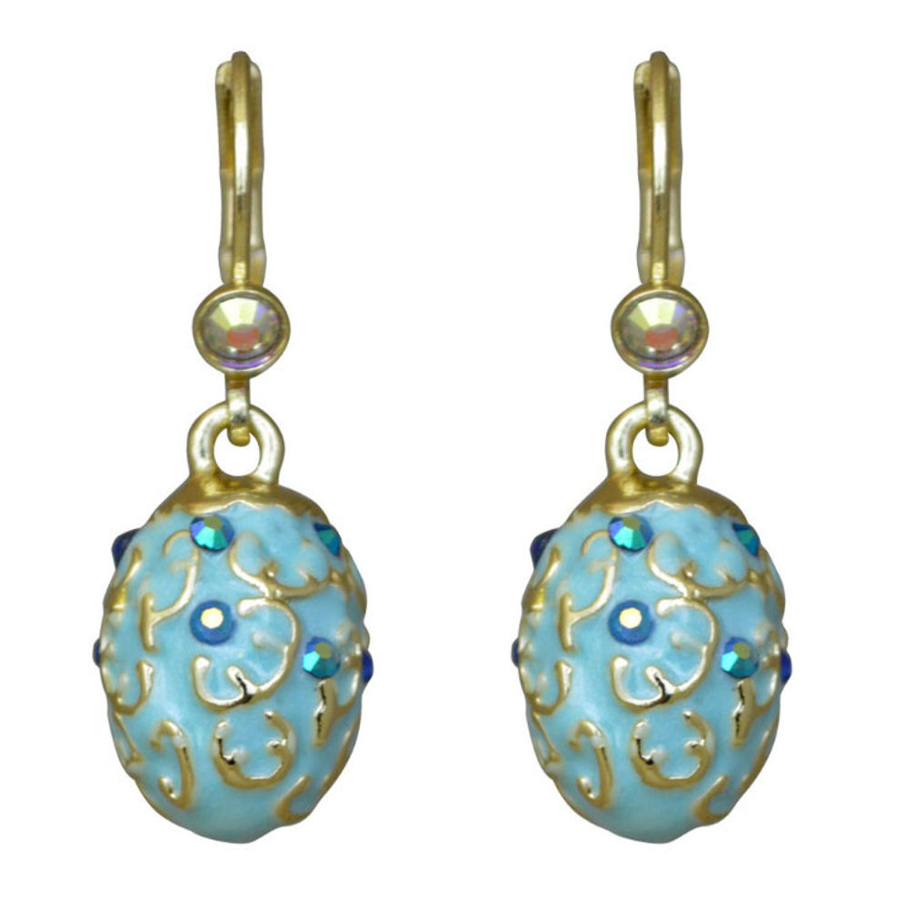 Kirks Folly Elegant Easter Egg Leverback Earrings Goldtone/Aqua