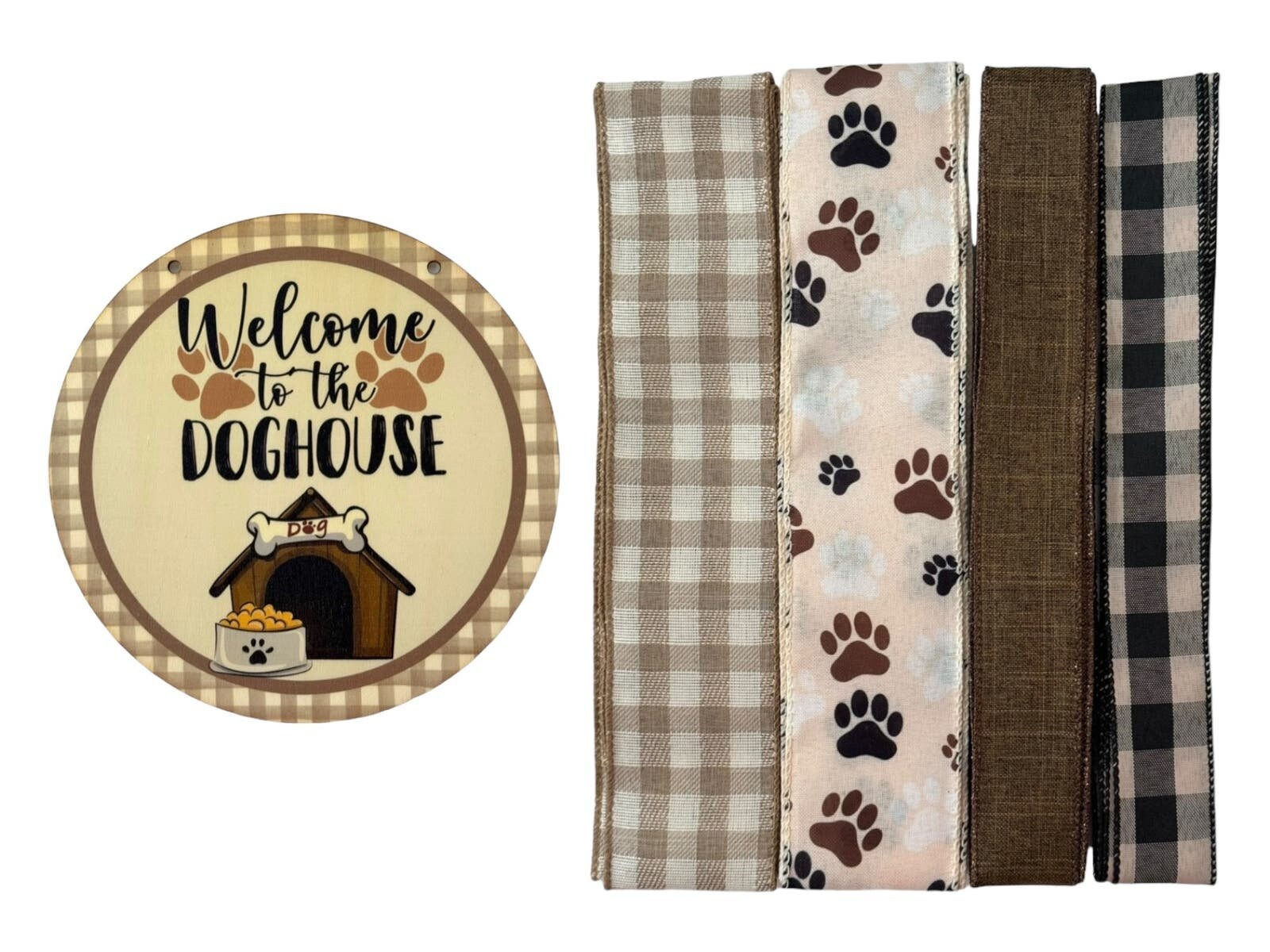 Dog Wreath, Welcome to the Doghouse Ribbon & Sign Bundle, Pet Dog DIY Wreath