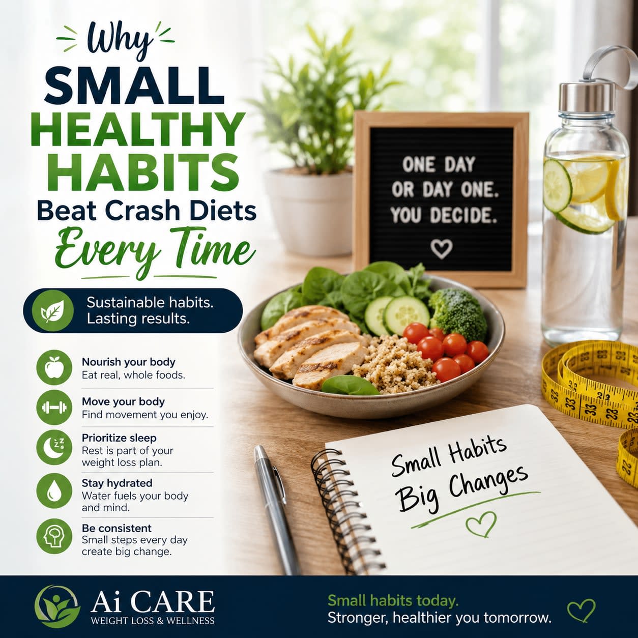 Why Small Healthy Habits Beat Crash Diets Every Time By Ai Care Weight Loss & Wellness