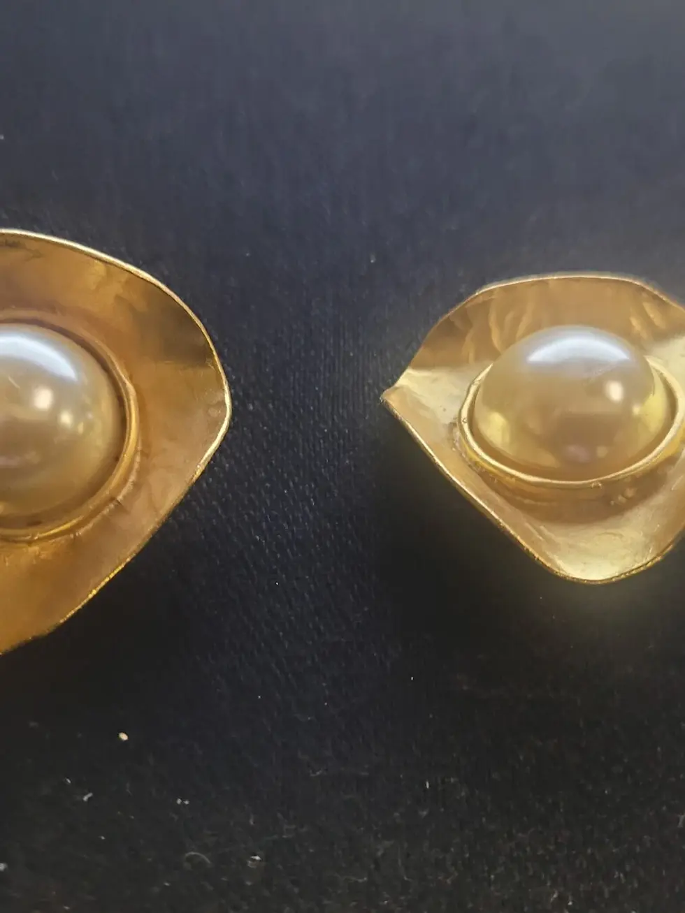 Thumbnail: Norma Jean Gold Tone White Cabochon Earrings