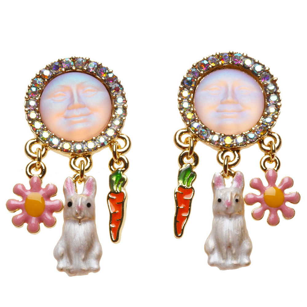 Kirks Folly EASTER MORNING SEAVIEW MOON Pierced Earrings - goldtone