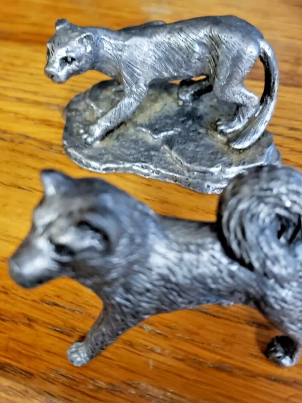 Thumbnail: Vtg Ricker Pewter Cougar & Dog Figurines