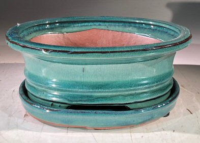 Blue / Green Ceramic Bonsai Pot