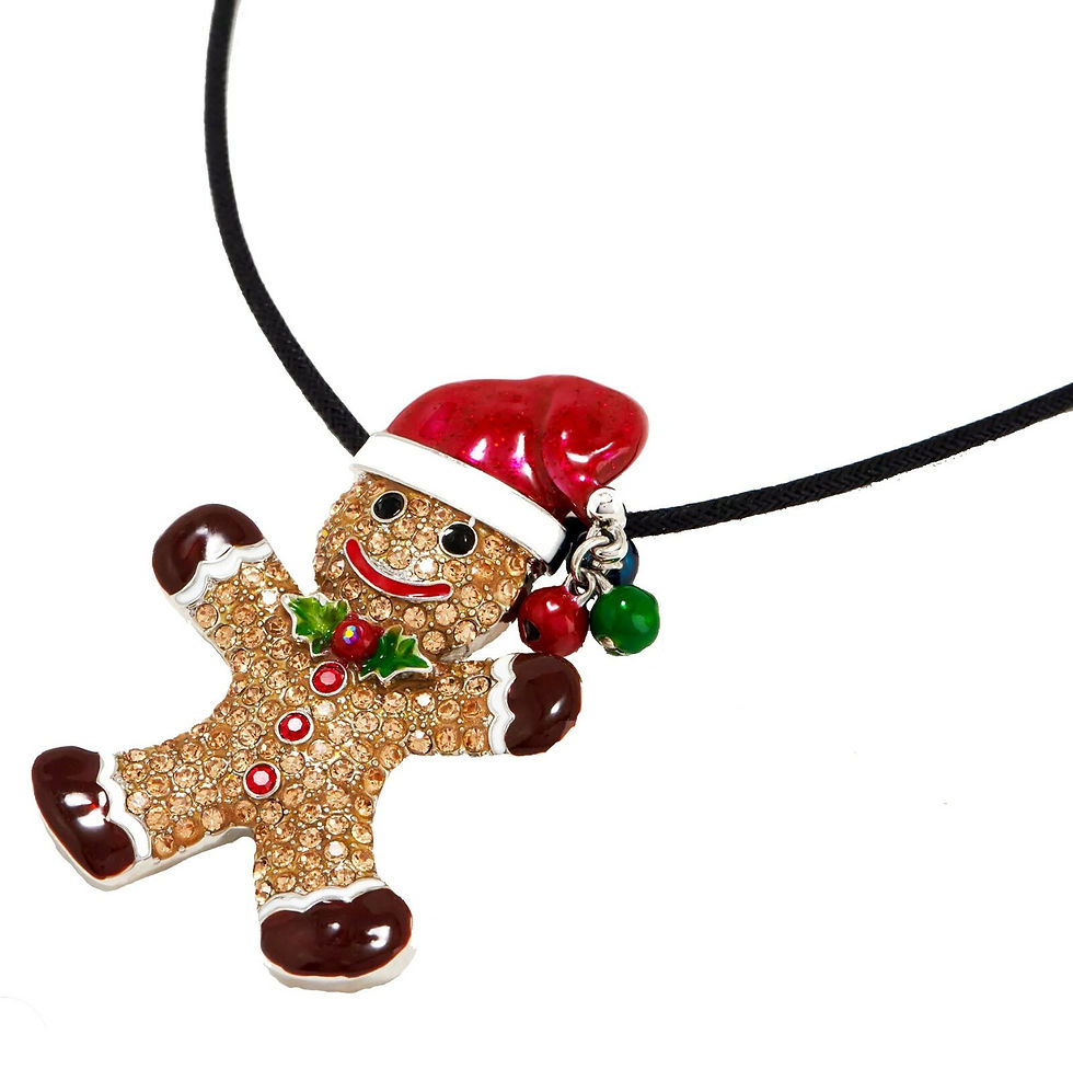 Thumbnail: KIRKS FOLLY Gingerbread Man Pin Pendant Corded Necklace silvertone