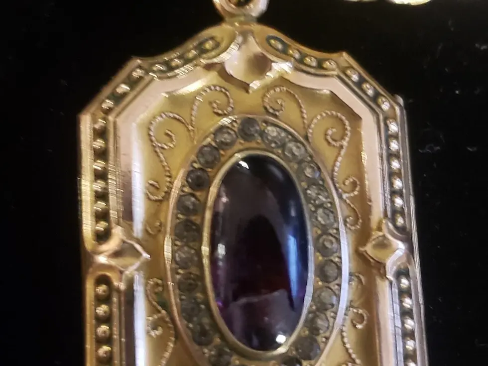 Thumbnail: Gold Filled Locket & Chain Purple Stone