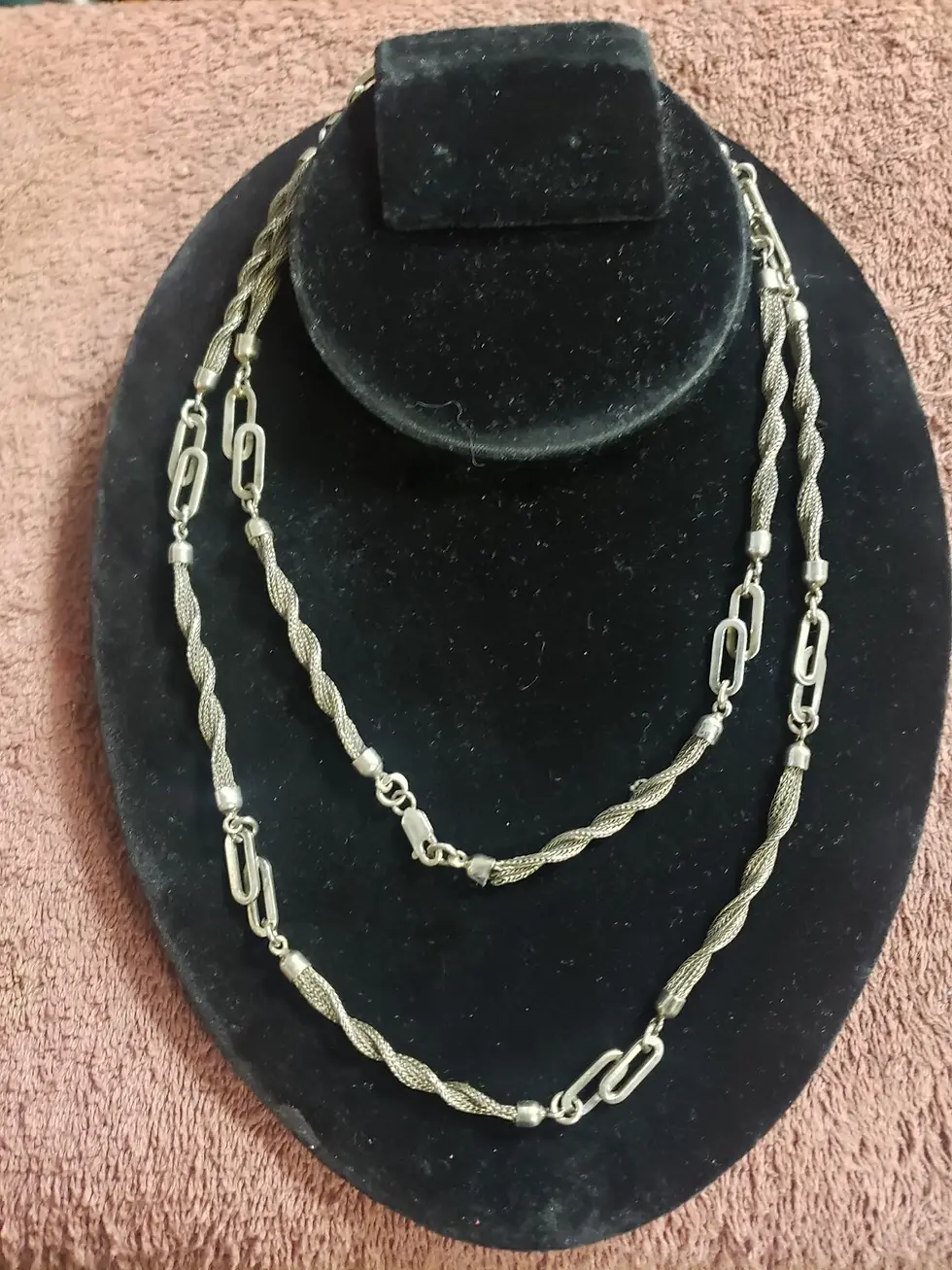 Thumbnail: Sterling Silver Mesh Twist Link Necklace 38in