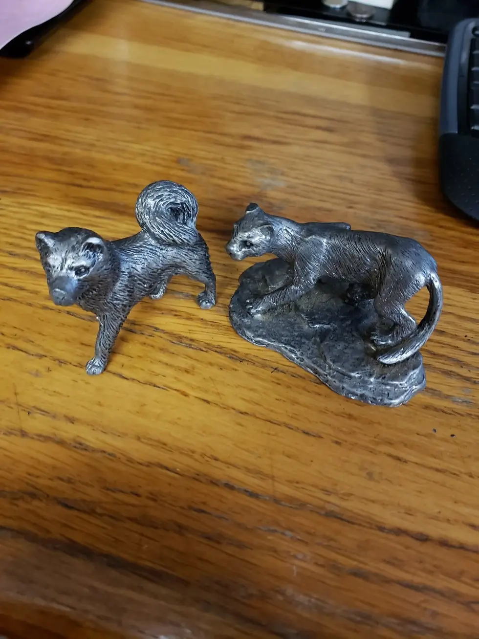 Thumbnail: Vtg Ricker Pewter Cougar & Dog Figurines