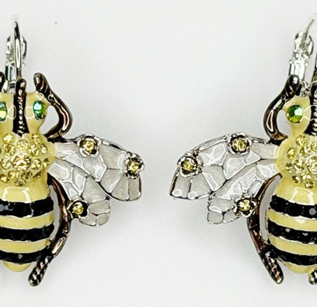 Kirks Folly Legacy Bee Beautiful Leverback Earrings silvertone