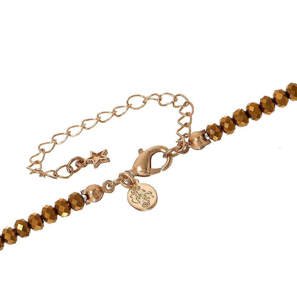 Thumbnail: Kirks Folly Magical Beaded Charmer Necklace metallic gold
