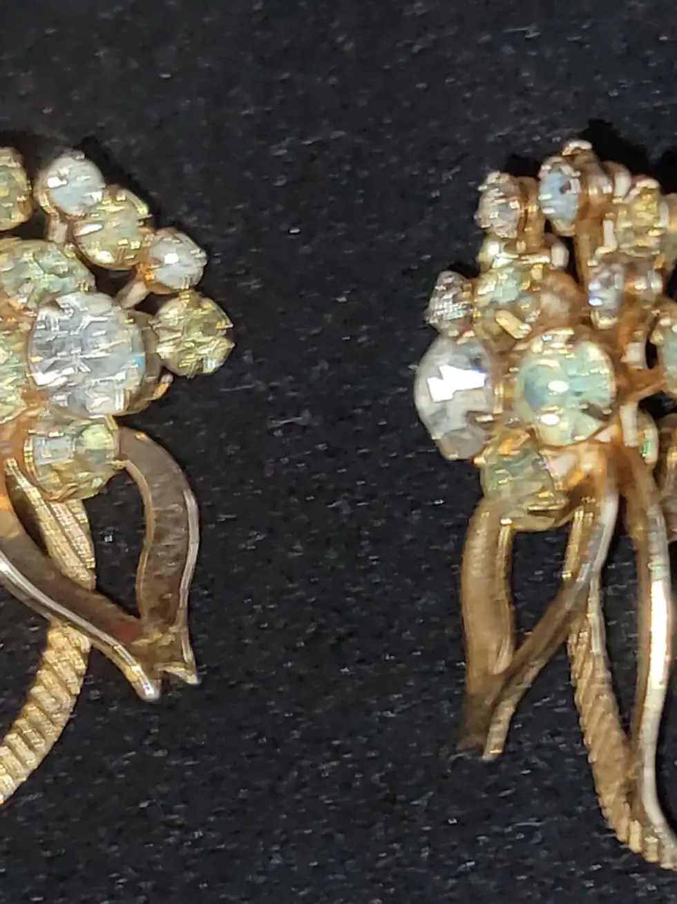 Thumbnail: Signed Sarah Cov Yellow Rhinestone Earrings