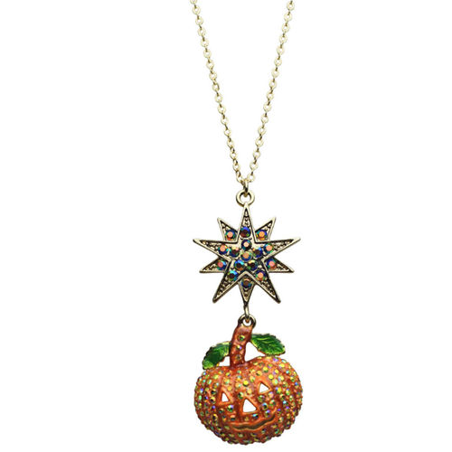 KIRKS FOLLY STARRY NIGHT PUMPKIN NECKLACE antique goldtone
