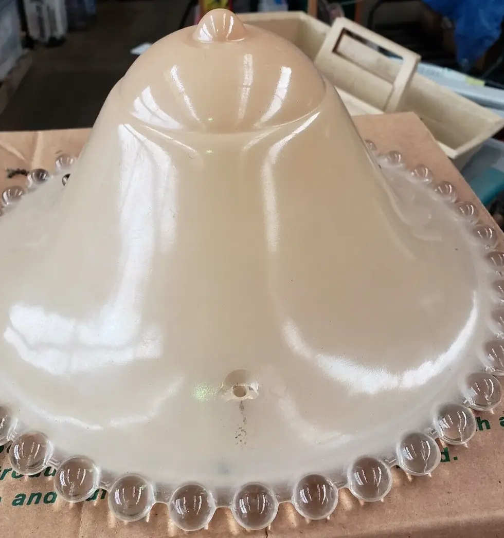 Thumbnail: 3 Art Deco 3-Hole Glass Ceiling Shades 11in