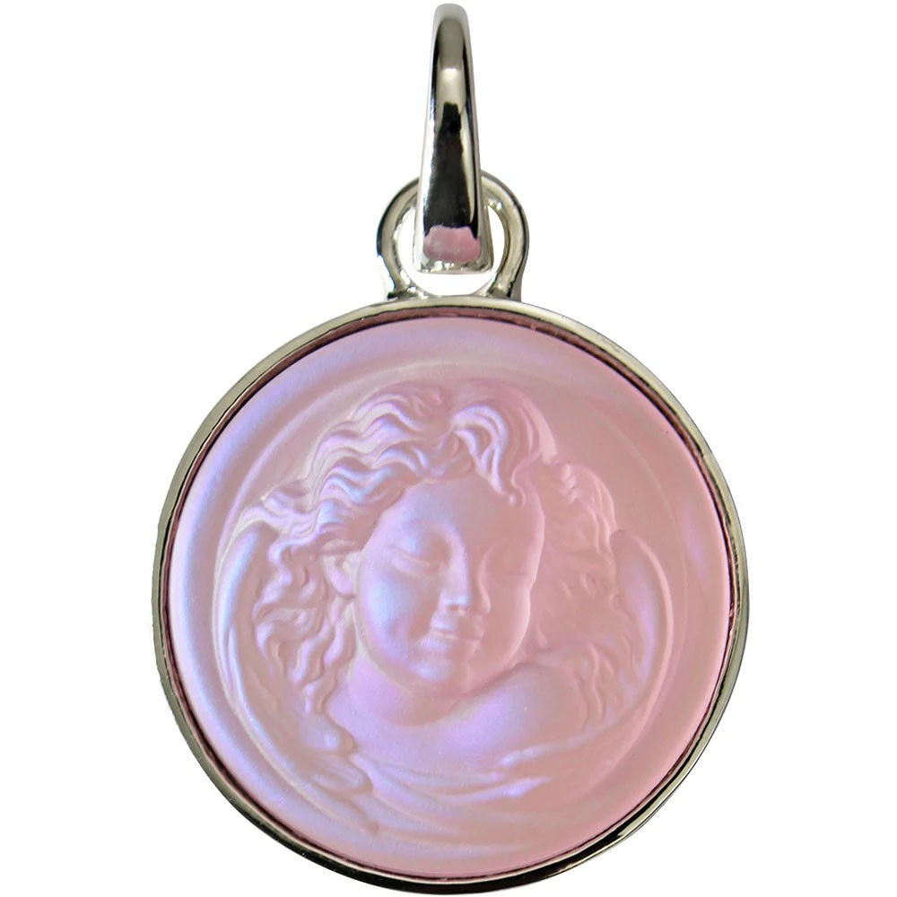Kirks Folly Glass Dream Angel 25mm Open Ring Charm silvertone rosaline ab