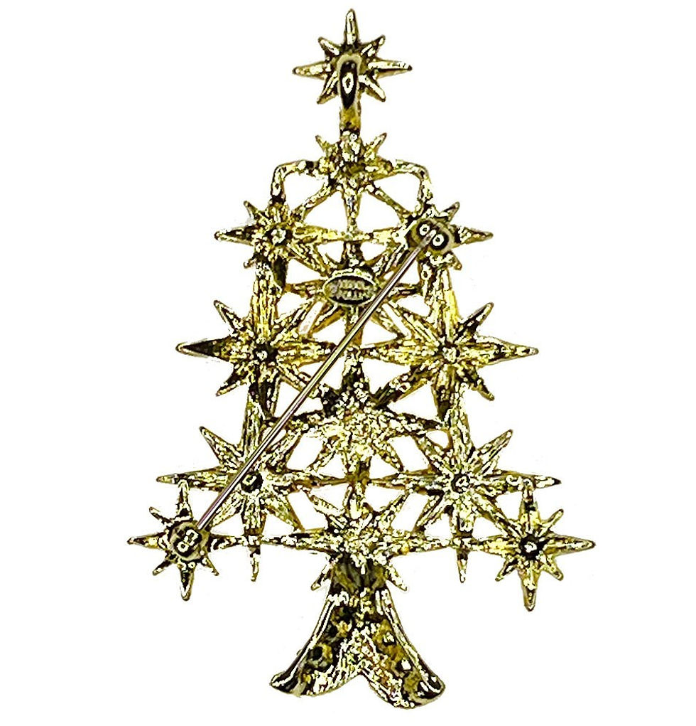 Thumbnail: Kirks Folly Starlight Christmas Tree Pin goldtone