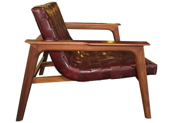 Thumbnail: Rue Braided Leather & Walnut Armchair