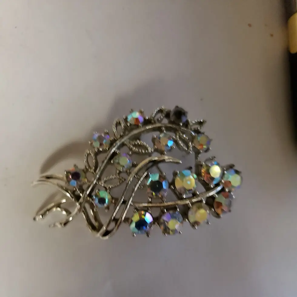 Thumbnail: Vintage Coro 1950s Leaf Brooch Pin Rhodium