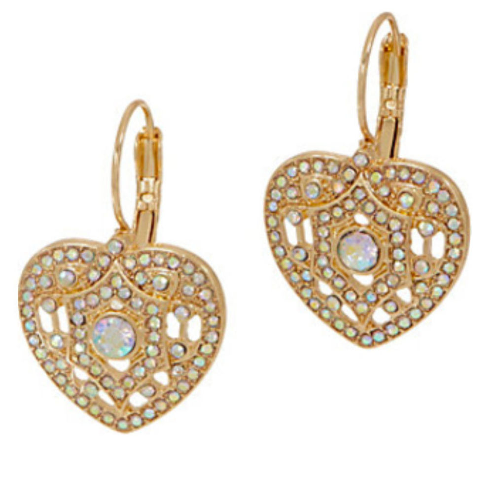 Kirks Folly I remember You by Heart Leverback Pierced Earrings goldtone