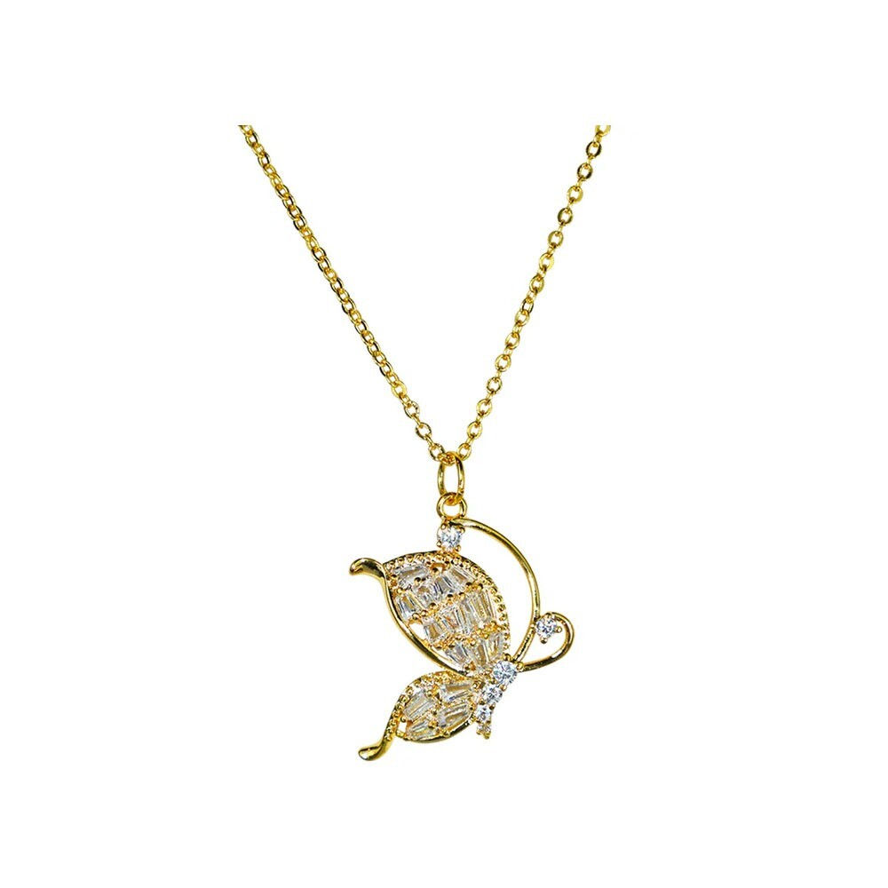 Kirks Folly Crystal CZ Princess Butterfly Necklace goldtone