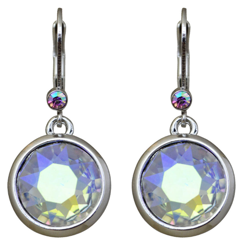 Kirks Folly Countess Crystal Leverback Earrings silvertone/violet ab