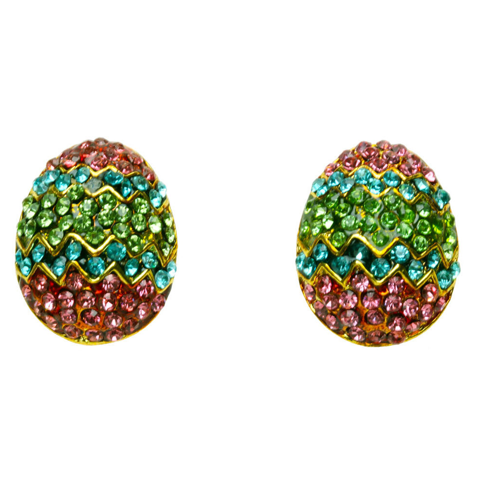 Kirks Folly COLORFUL EASTER EGG PIERCED EARRINGS goldtone