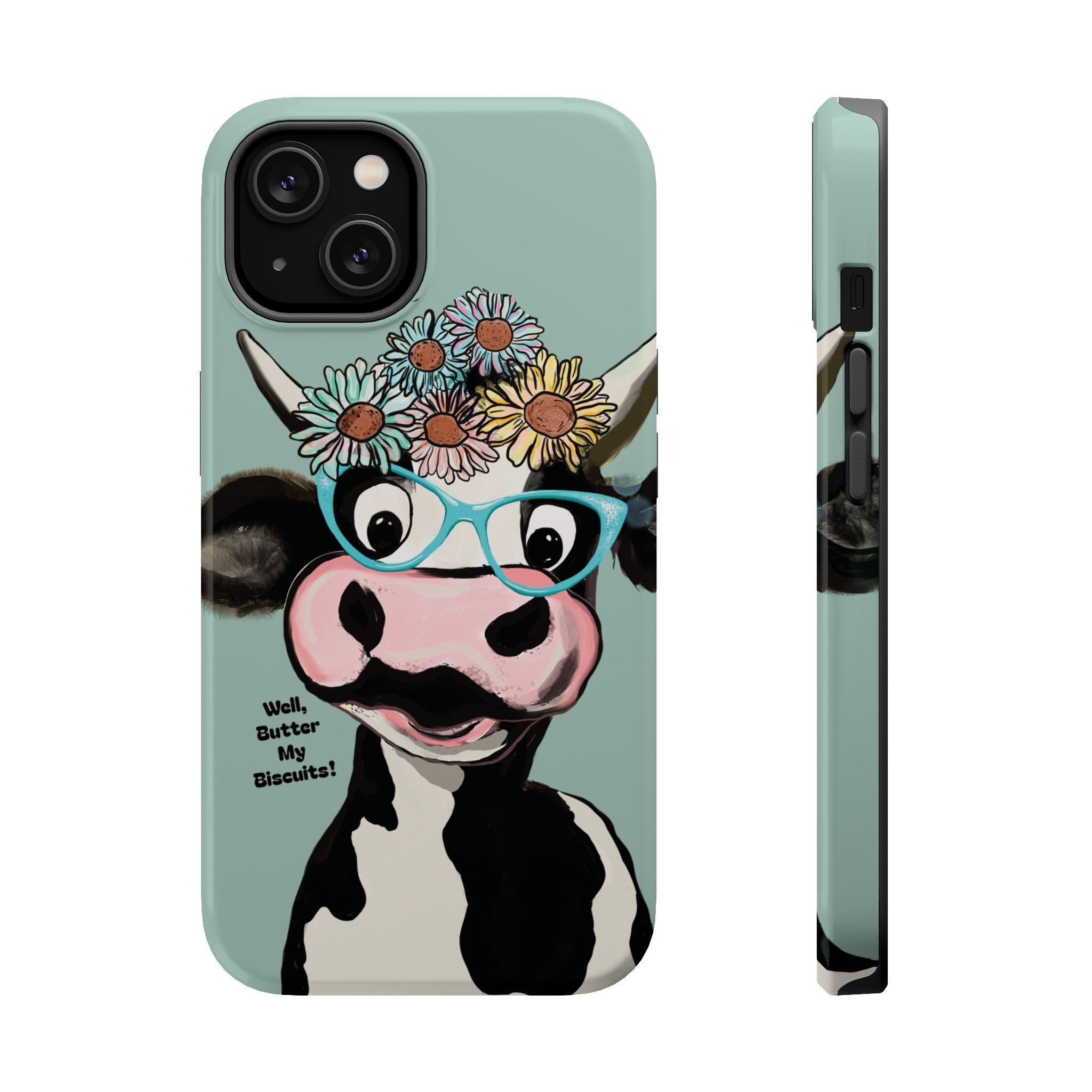 Flower Crown Cow Phone Case | Magnetic Impact-Resistant Case