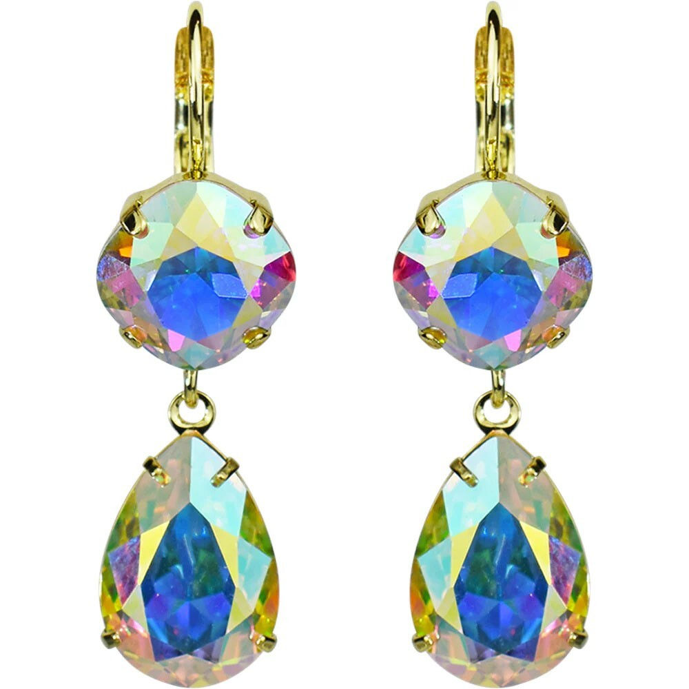 Kirks Folly Goddess Leverback Earrings goldtone / crystal ab
