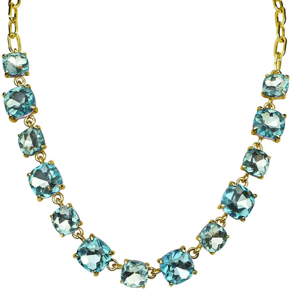 Kirks Folly Day Dreamer Crystal Cushion Cut Necklace - Light Aqua AB / Goldtone