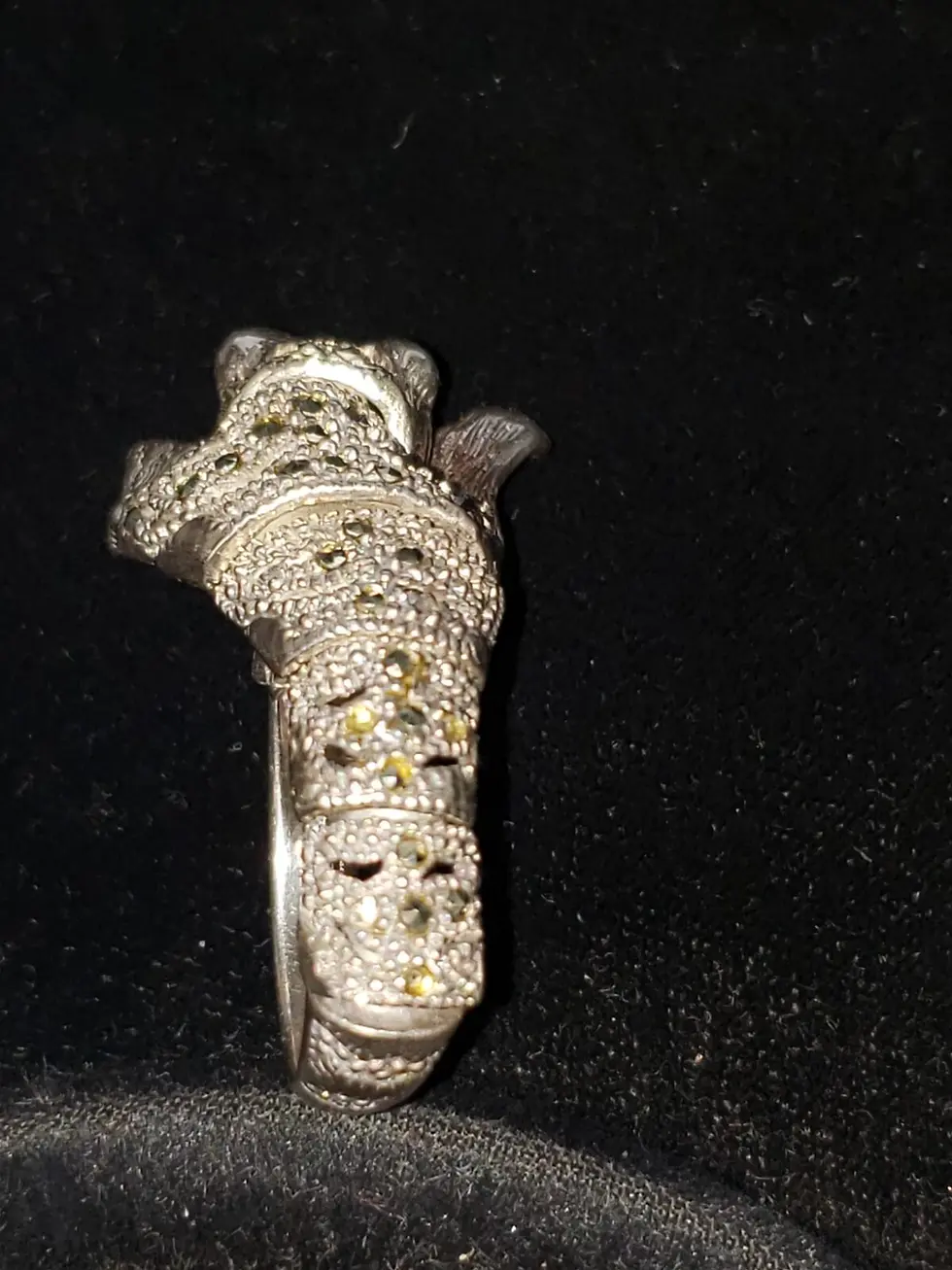 Thumbnail: Sterling Silver Marcasite Jaguar Ring Sz 7.5